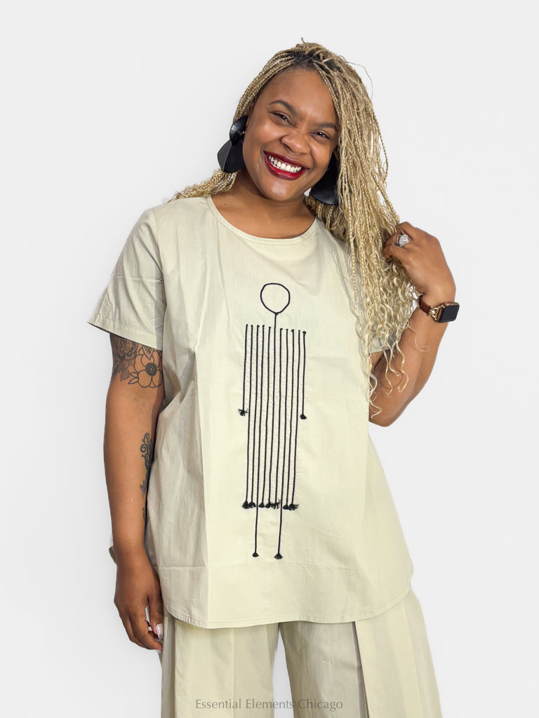 Kedem Sasson Lily Shirt, Stone - Essential Elements Chicago