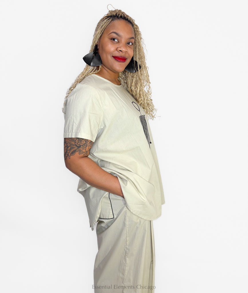 Kedem Sasson Lily Shirt, Stone - Essential Elements Chicago