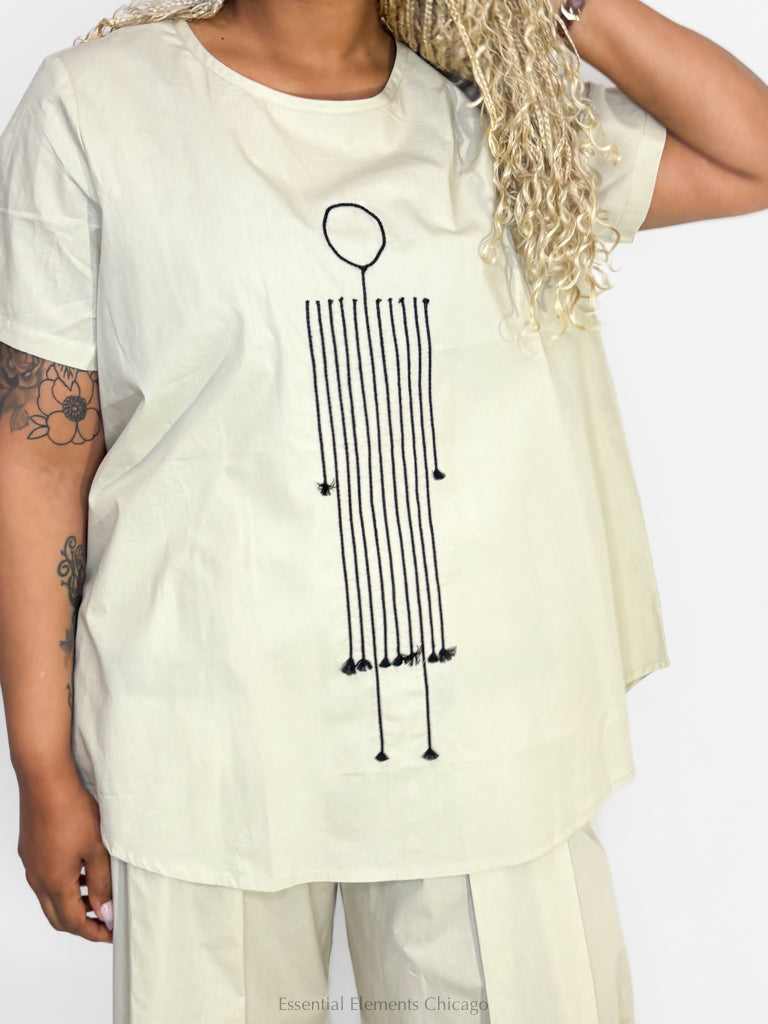 Kedem Sasson Lily Shirt, Stone - Essential Elements Chicago