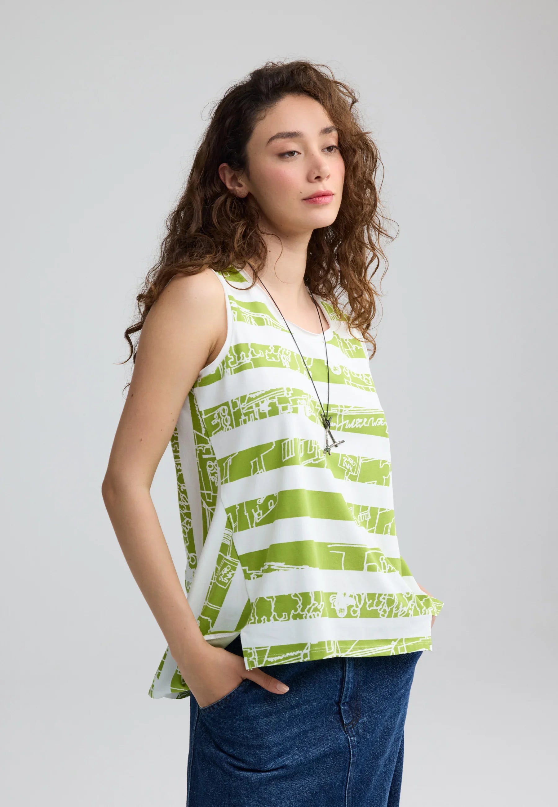Luukaa Ondine Tank, Lime - Essential Elements Chicago