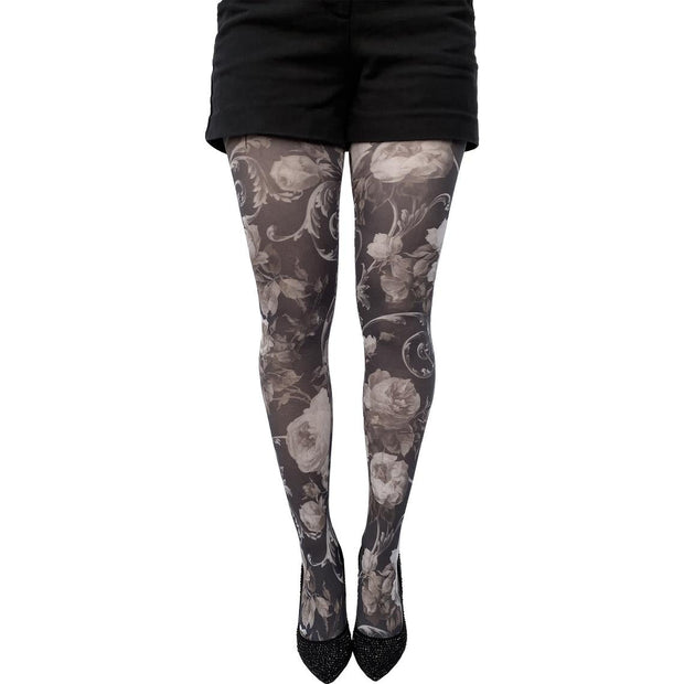 Malka Chic Floral Tights, White - Essential Elements Chicago