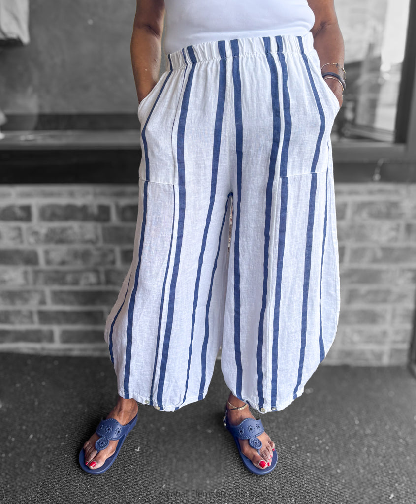 Marina Linen Stripe Pants - Essential Elements Chicago