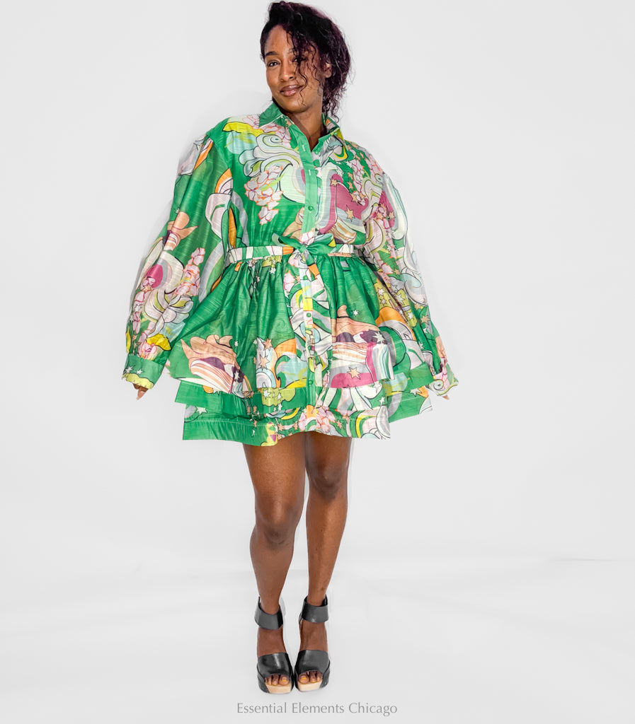 Mini Layers Dress, Green