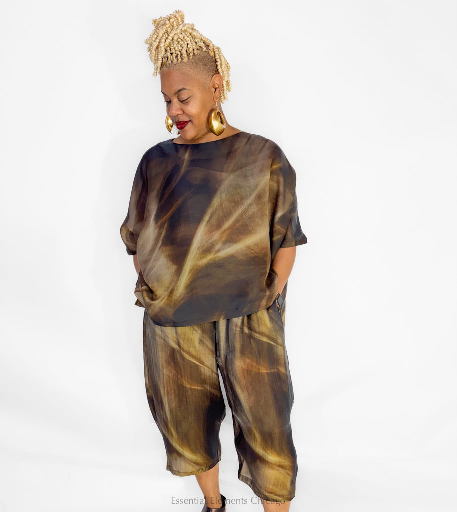 Moyuru Fluid Pants, Brown - Essential Elements Chicago