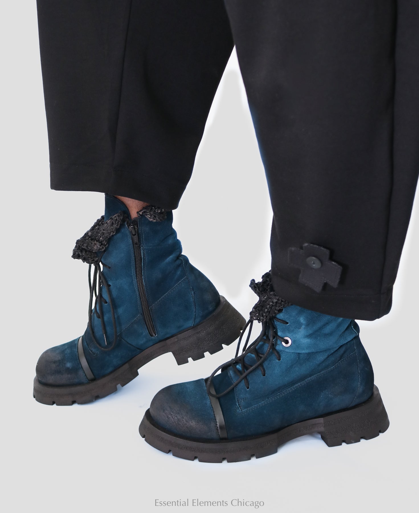 Papucei Jason Blue Leather Boots - Essential Elements Chicago