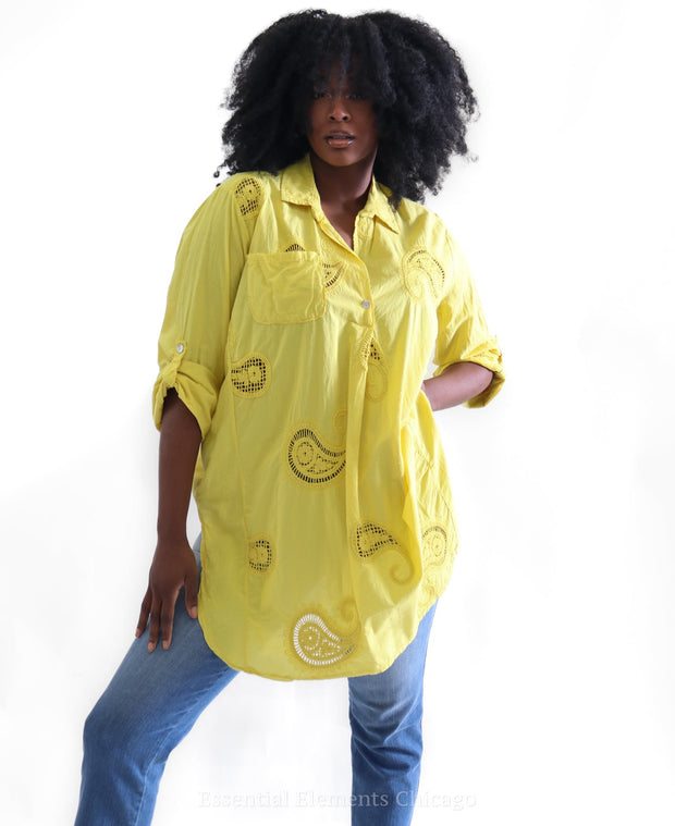 Pass Me a Paisley Tunic Gold ONE-SIZE Clothing - Tunic by Pop Element | Essential Elements Chicago