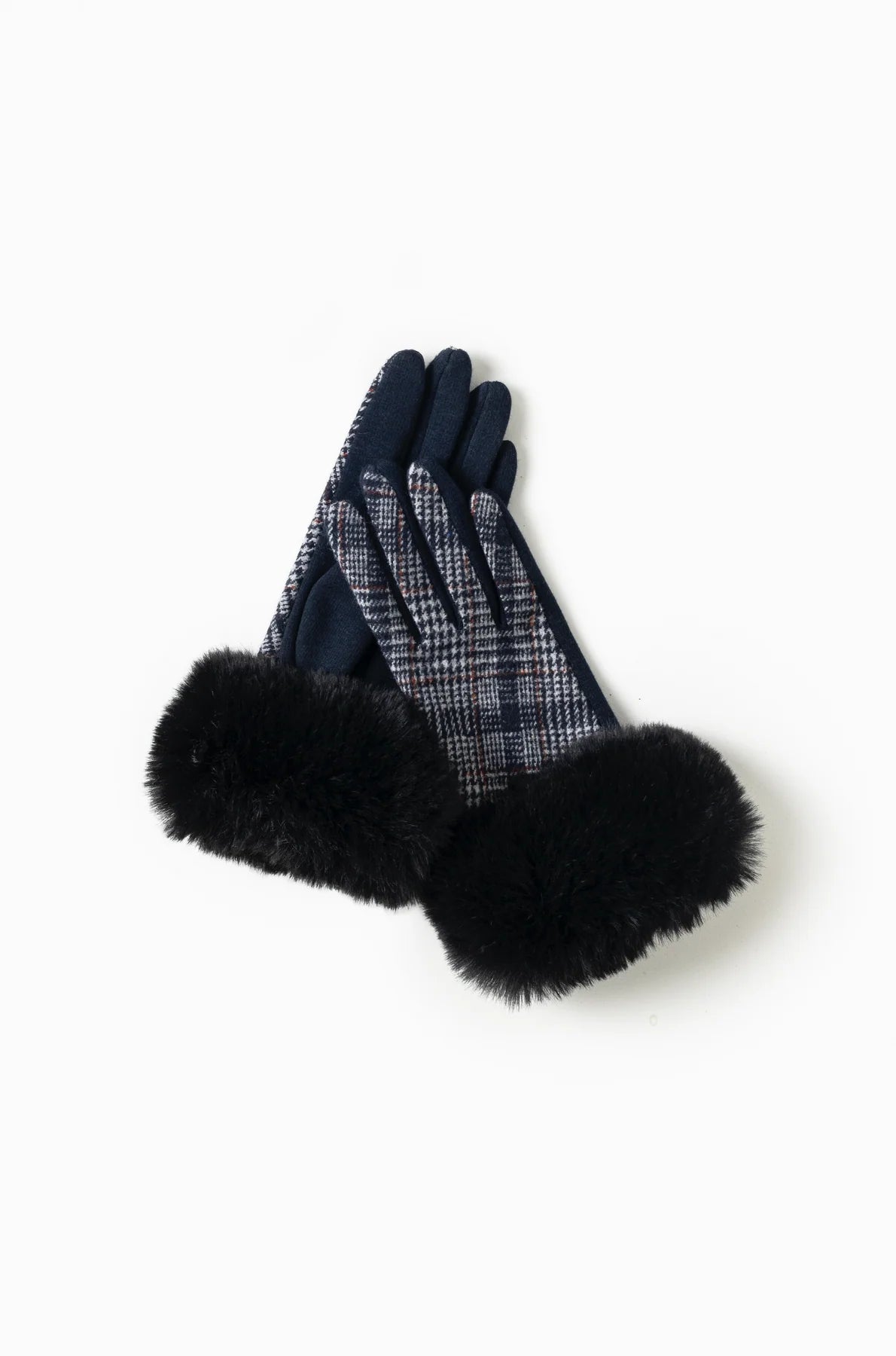 Plaid-Faux Fur Gloves - Essential Elements Chicago