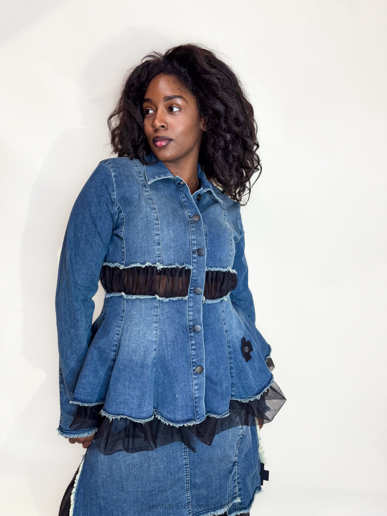 Pluslavie La Belle Denim & Mesh Jacket - Essential Elements Chicago