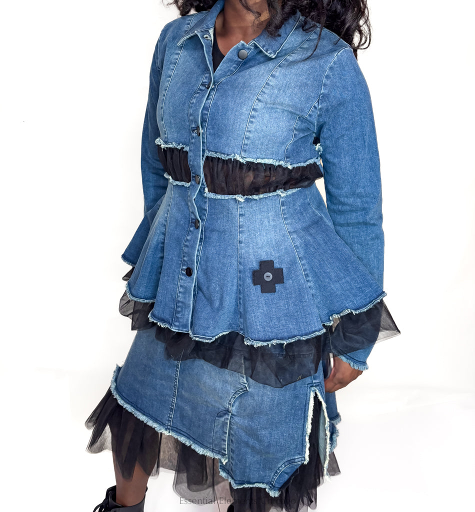 Pluslavie La Belle Denim & Mesh Jacket - Essential Elements Chicago