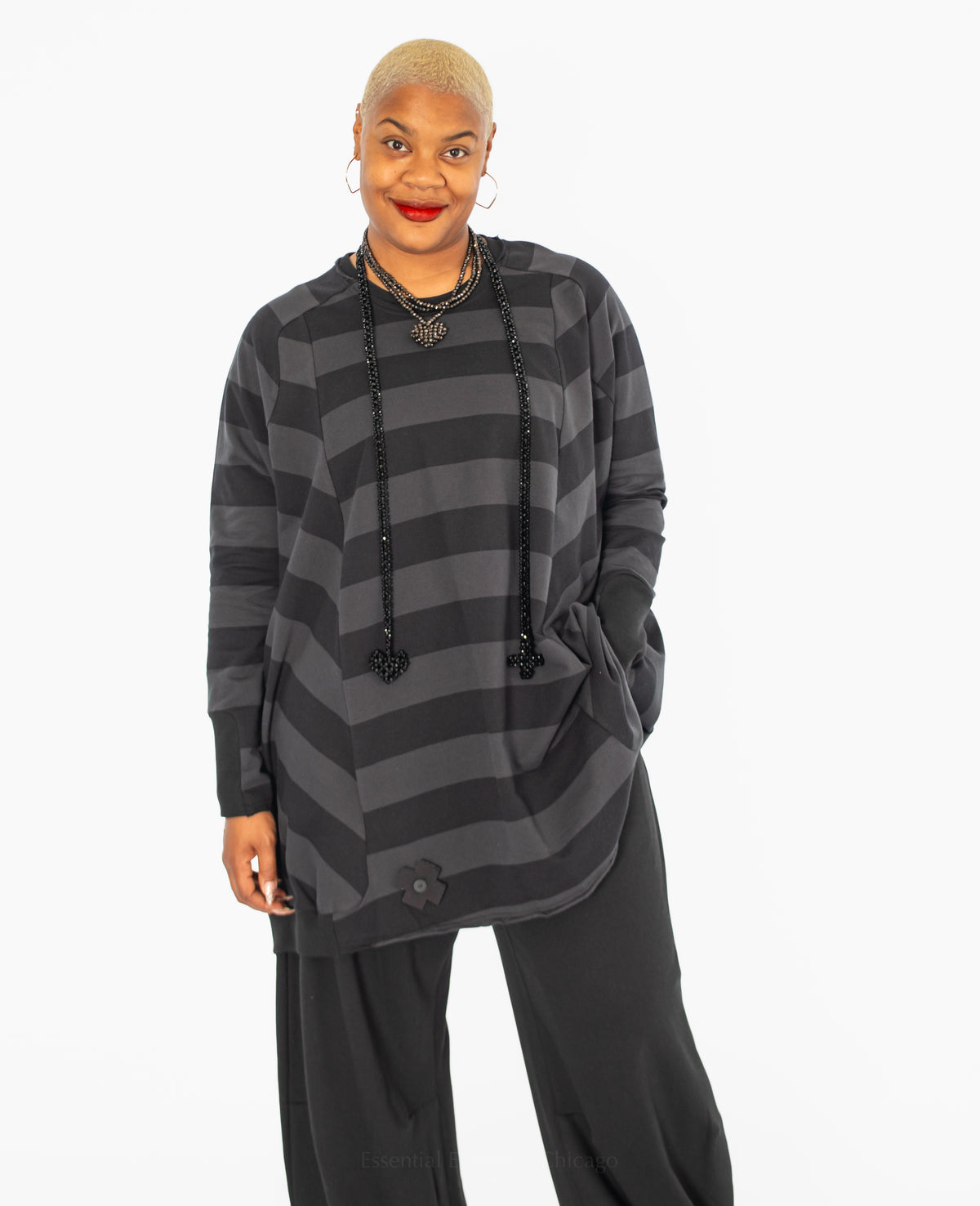 Plüslavie Long Sweat Top, Wide Stripe - Essential Elements Chicago