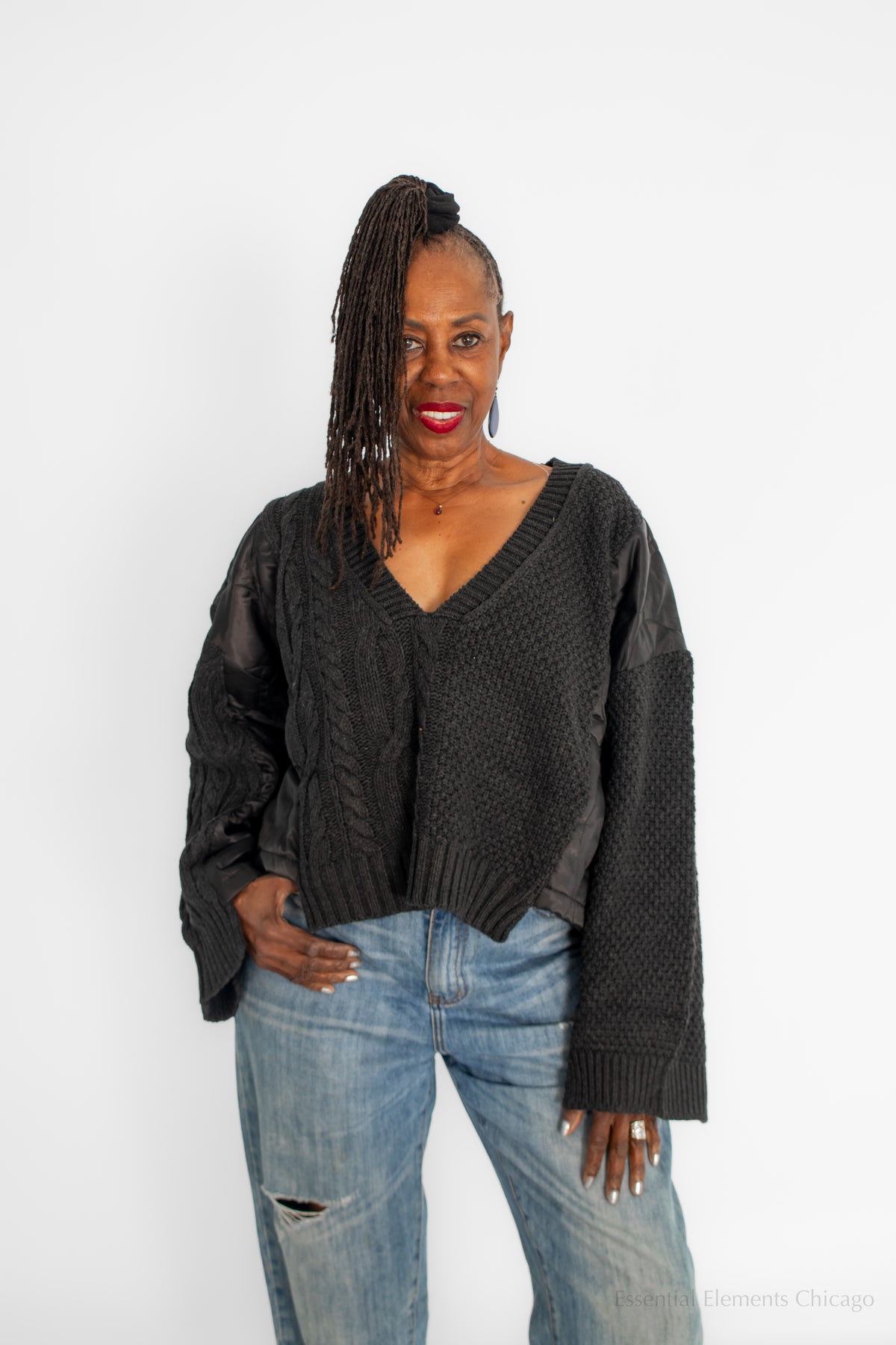 POL Texture Talk Pullover, Black