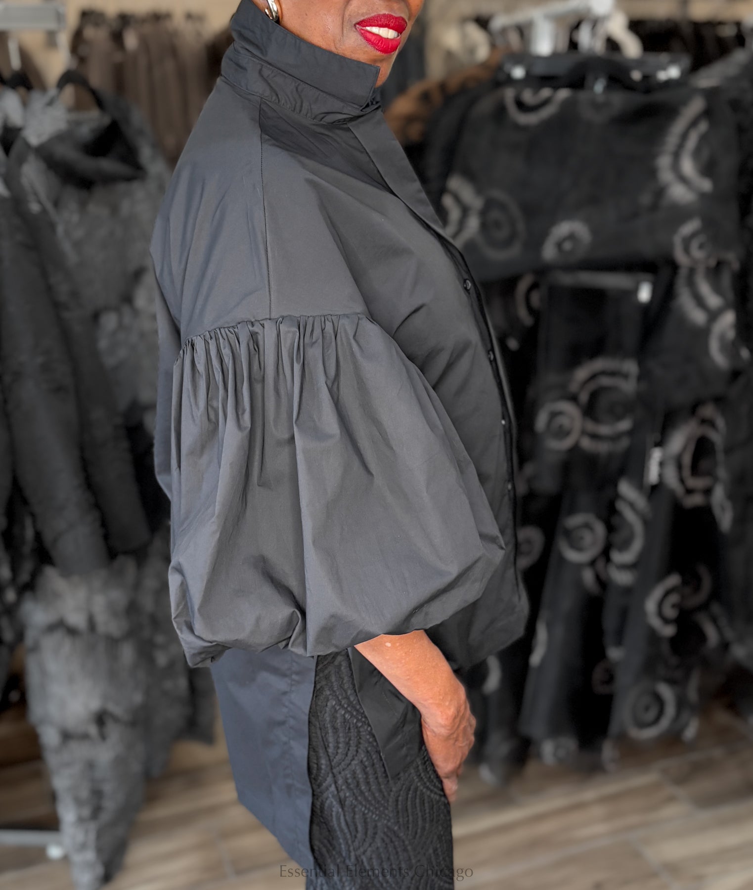 Ravel Puff Sleeve Top - Black - Essential Elements Chicago