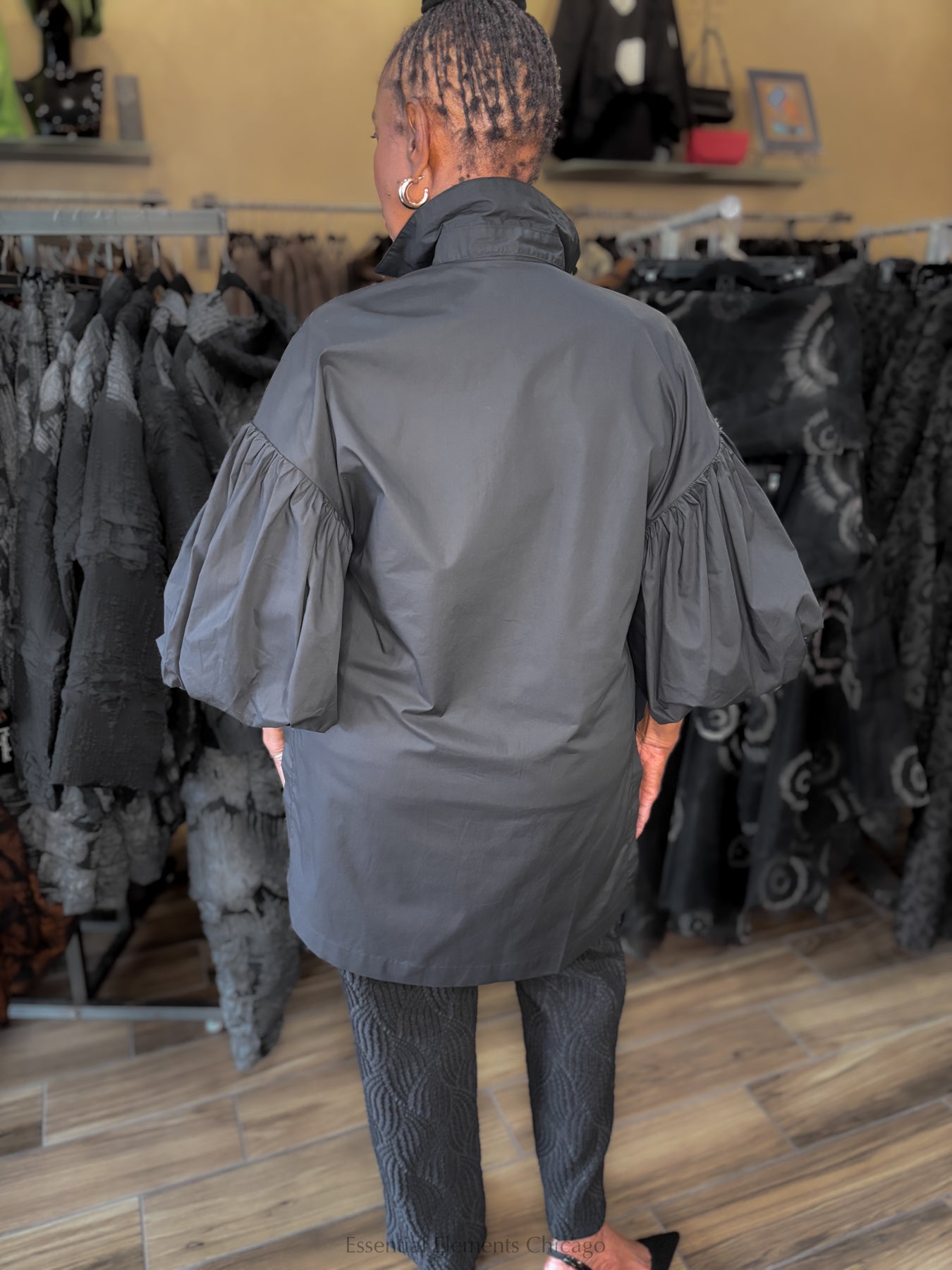 Ravel Puff Sleeve Top - Black - Essential Elements Chicago