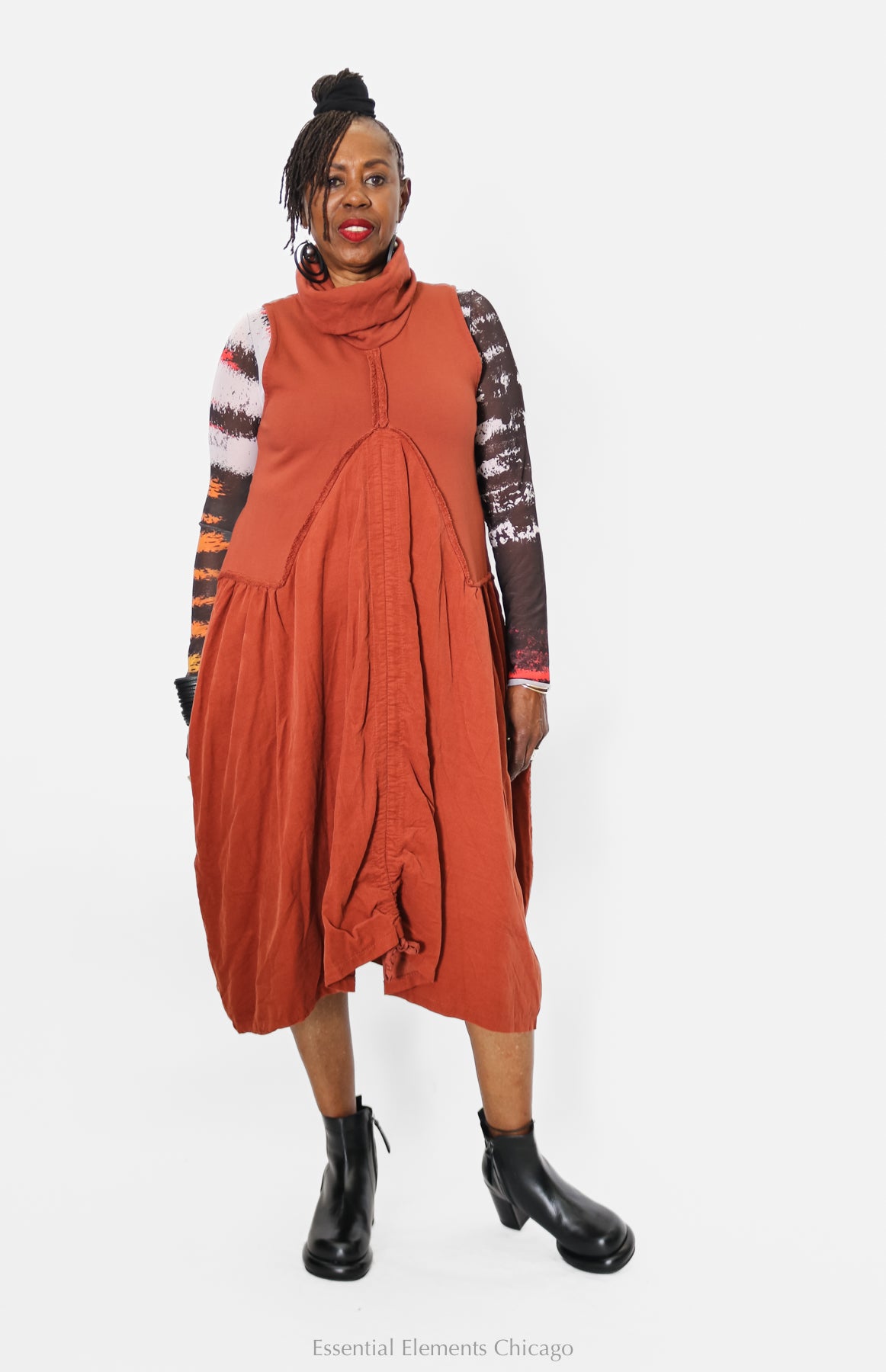 Saga Cowl Dress, Ginger - Essential Elements Chicago