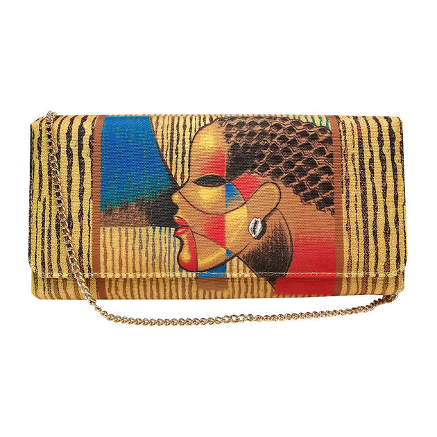 Louis Vuitton Limited Edition Multicolor EPI Leather Tribal Mask Chain Wallet Clutch Bag