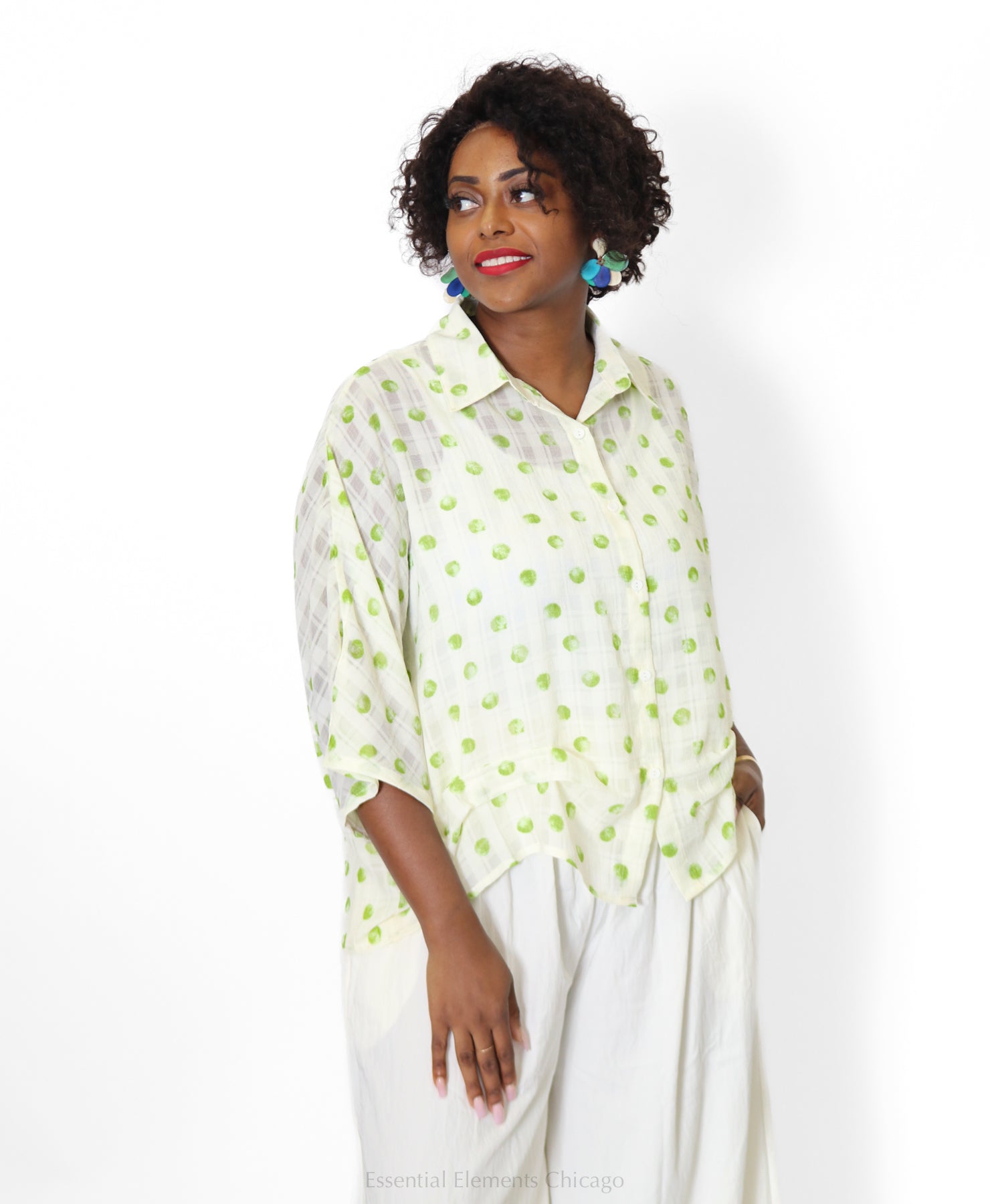 Textured Dot Top, Lime - Essential Elements Chicago