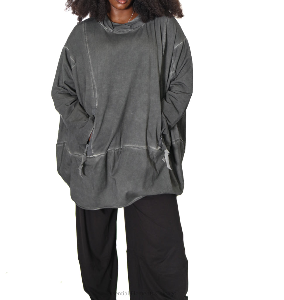 Zilberman Oversized Tunic, Anthracite - Essential Elements Chicago