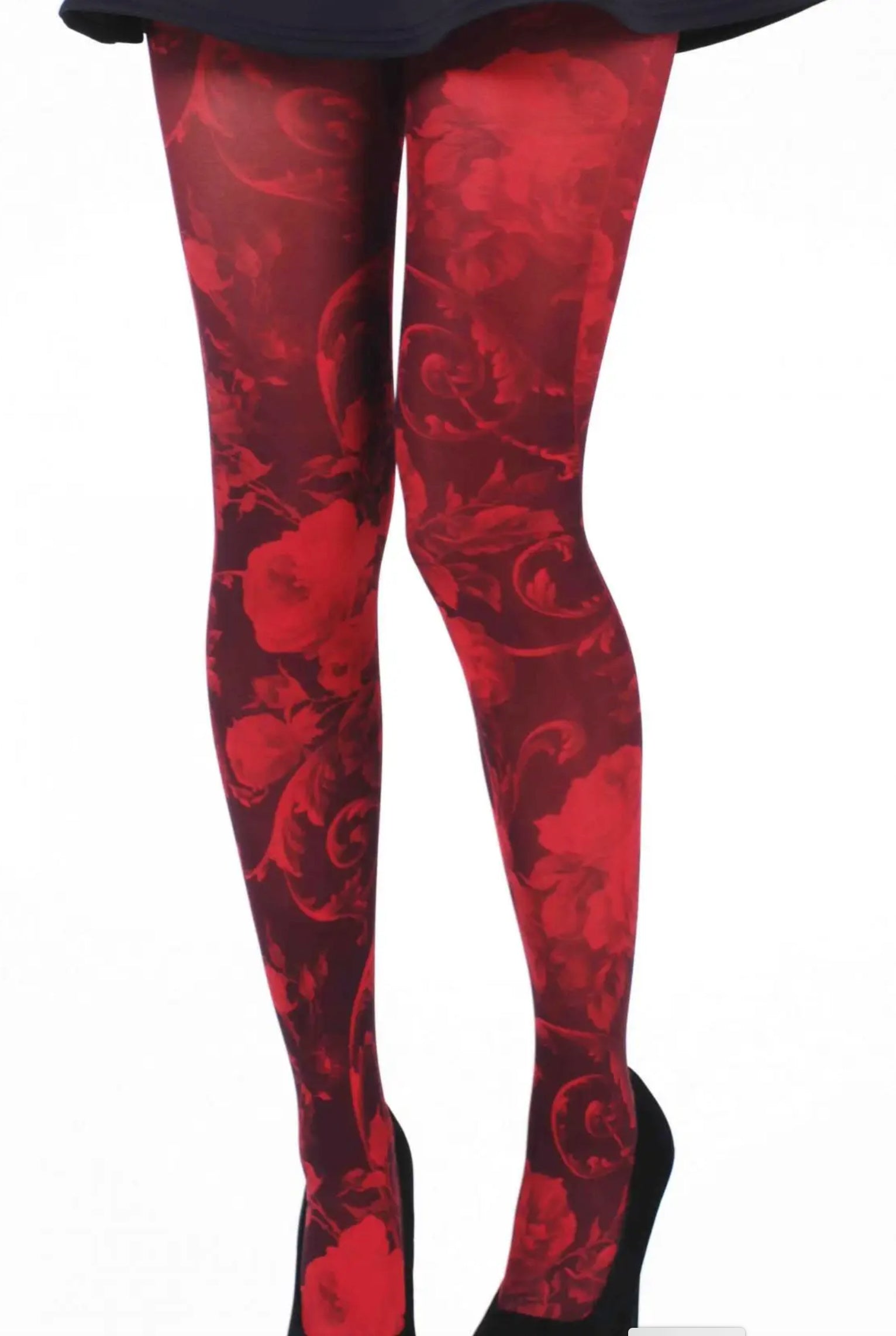 Malka Chic Red Floral Tights - Essential Elements Chicago
