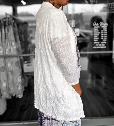 3 Potato Crinkle Open Jacket, White - Essential Elements Chicago