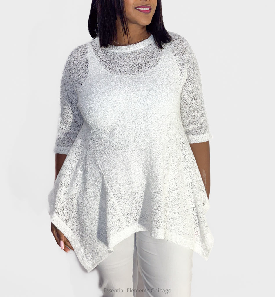 Alembika Lace Top, White - Essential Elements Chicago