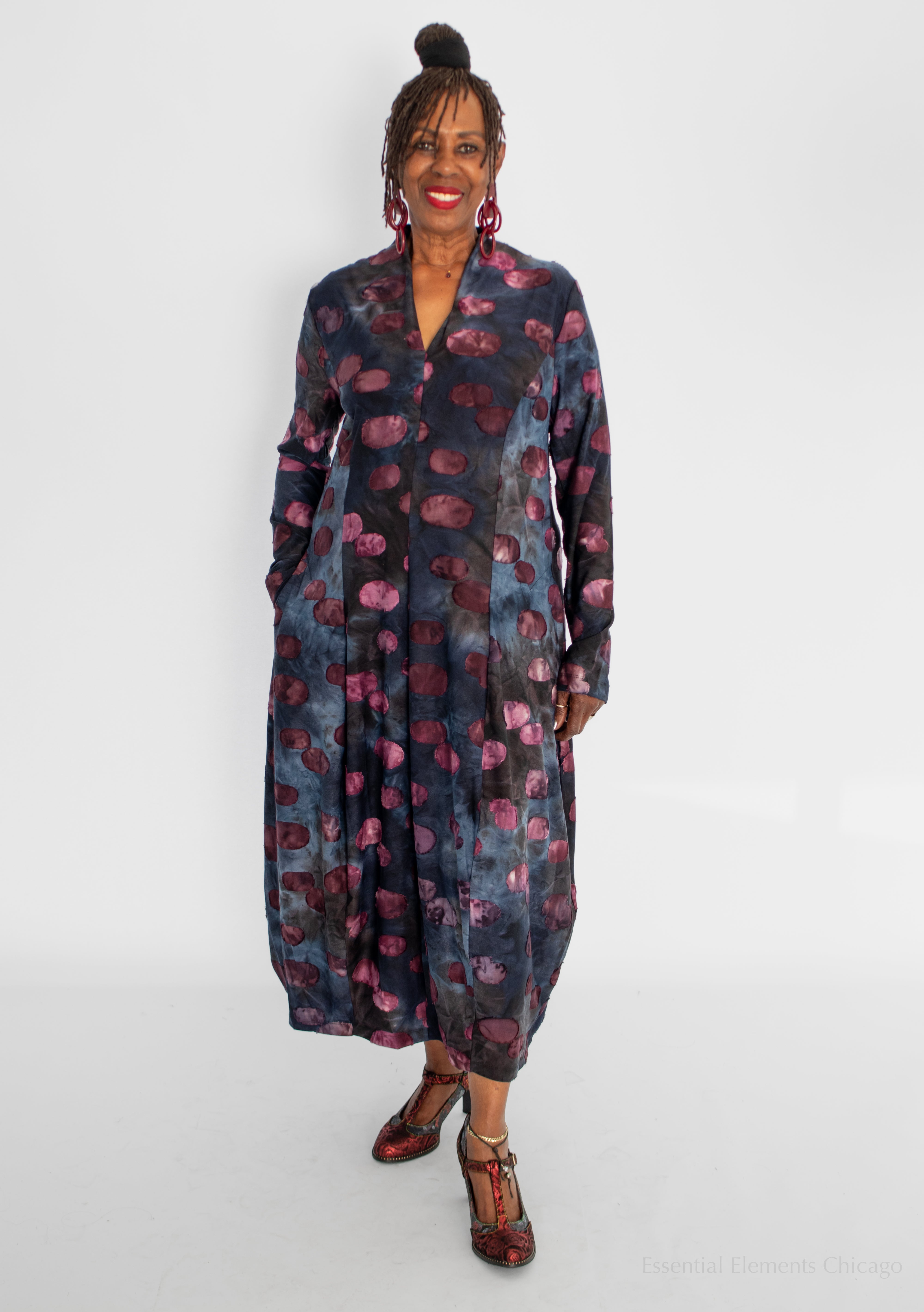 Alembika V-Neck Cocoon Dress, Midnight