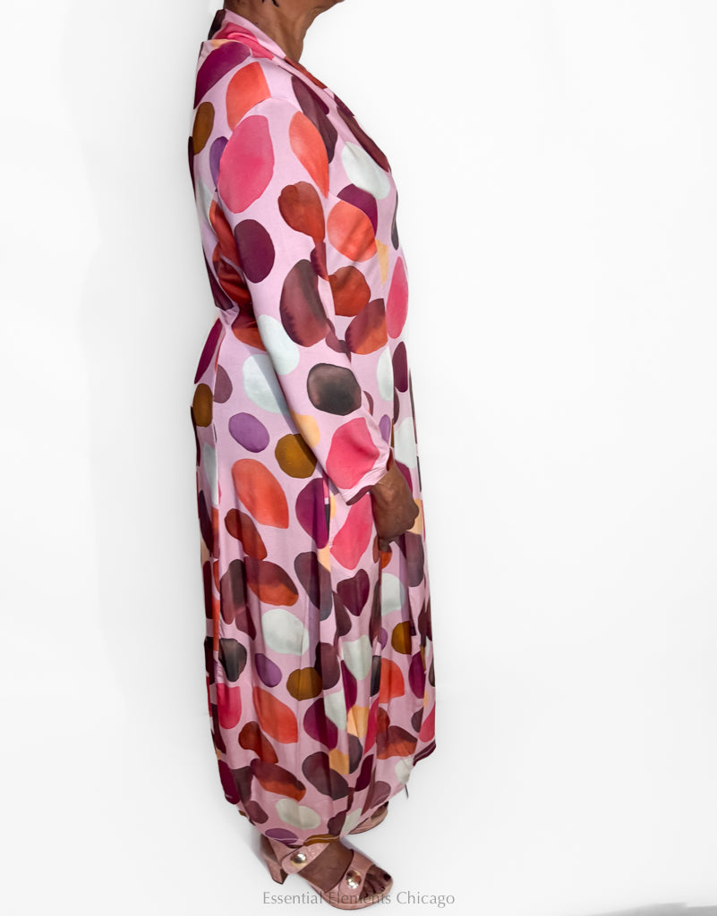 Alembika Cocoon Dress, Magenta Dots