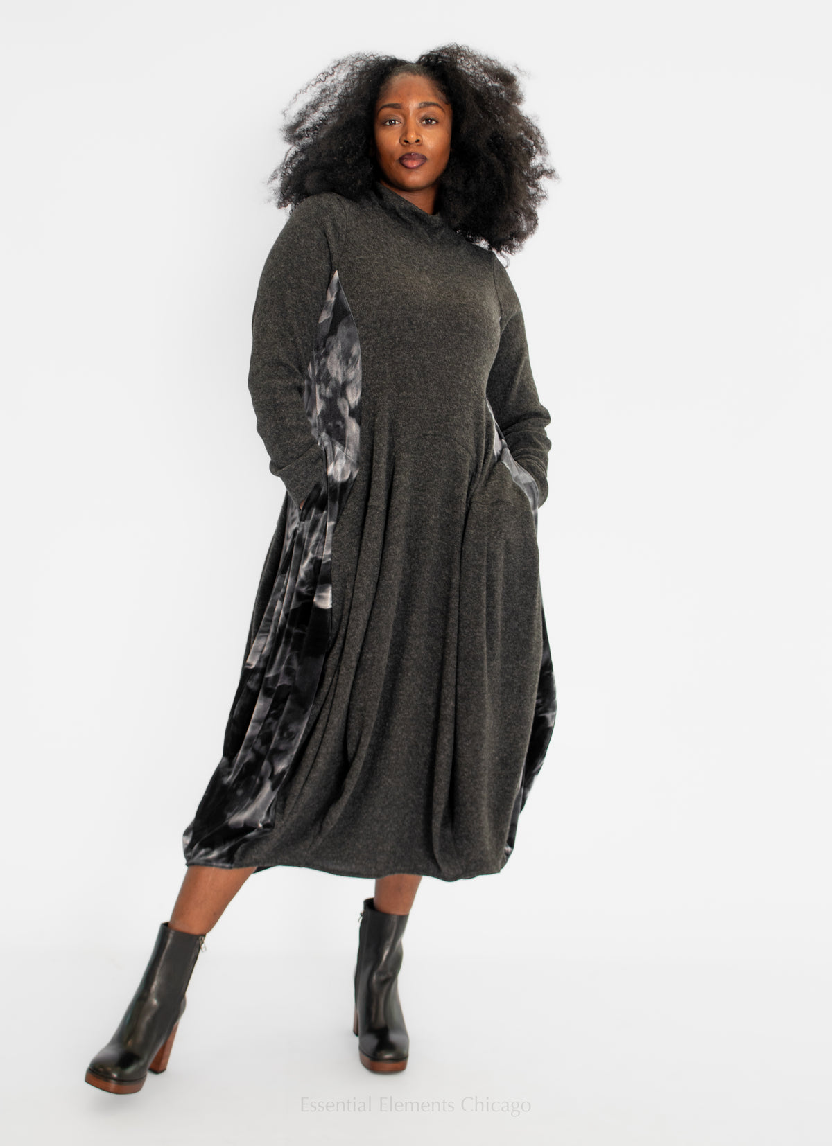 Alembika Knit Dress, Grey - Essential Elements Chicago