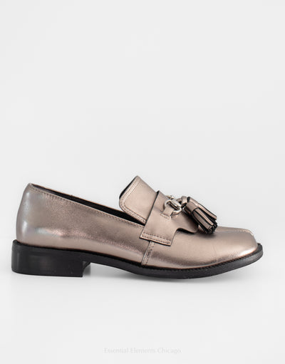 All Black Split Tassel Flat, Pewter