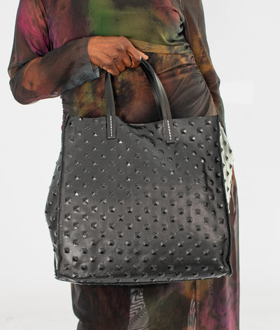 All Black Pebble Leather Tote