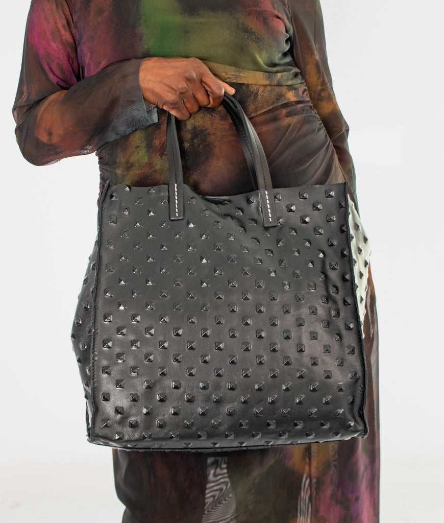 All Black Pebble Leather Tote