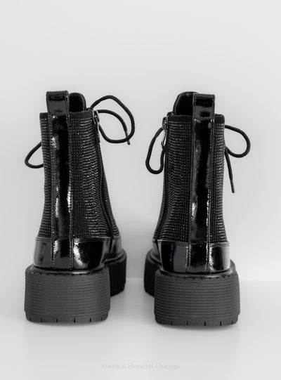 Azura Livewire Combat Boots, Black