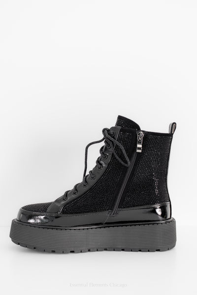 Azura Livewire Combat Boots, Black