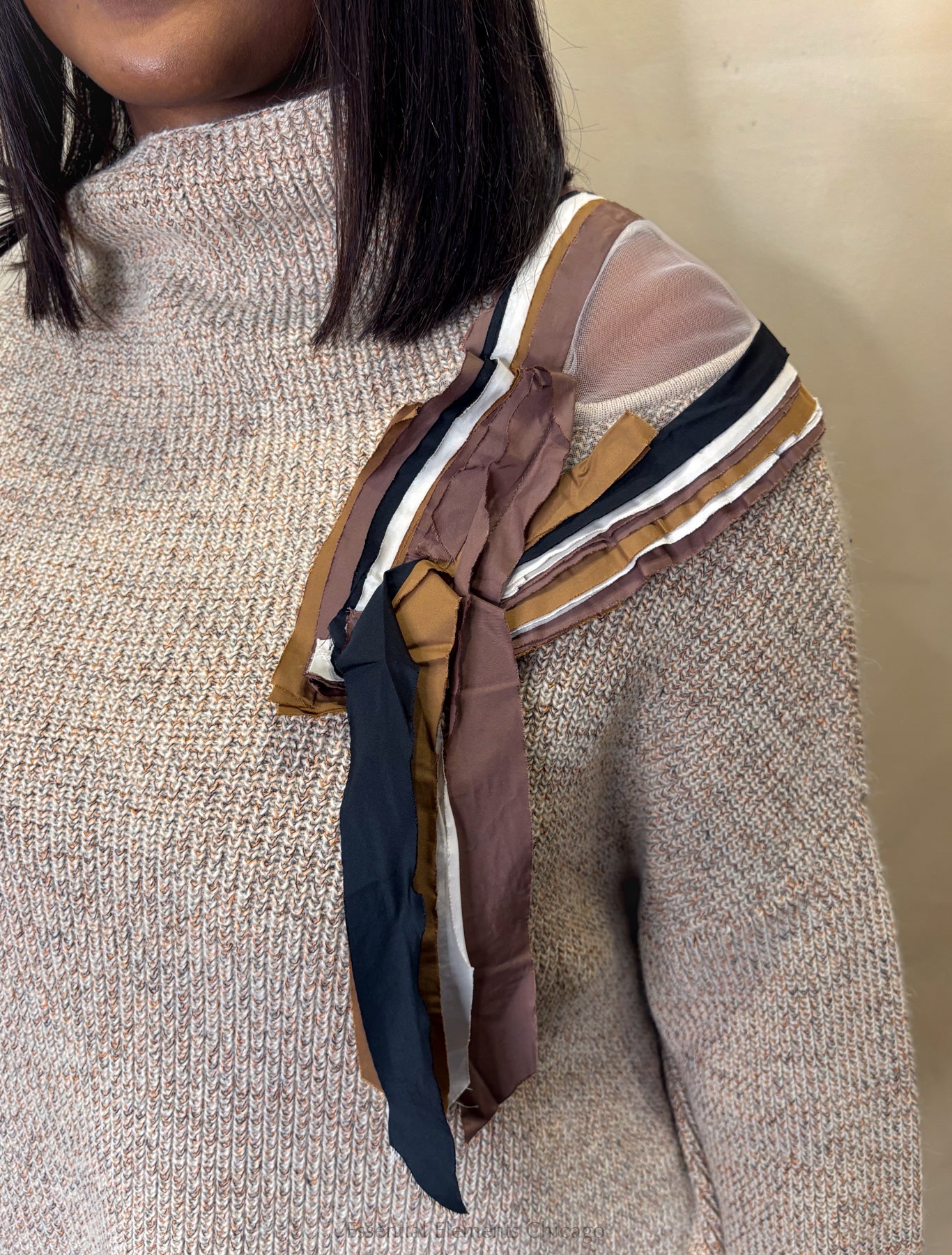 Bize Mesh Shoulder Sweater