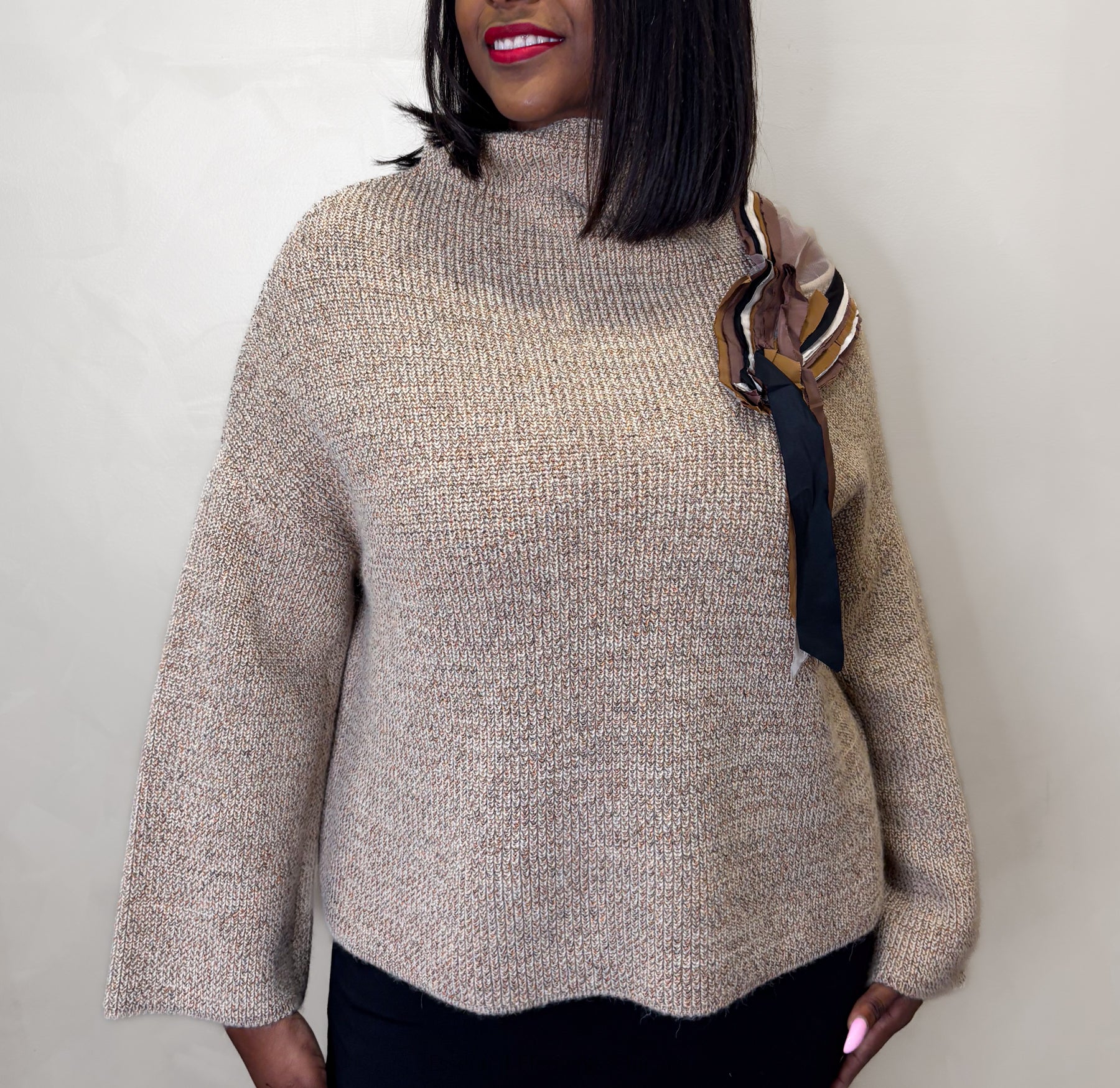 Bize Mesh Shoulder Sweater