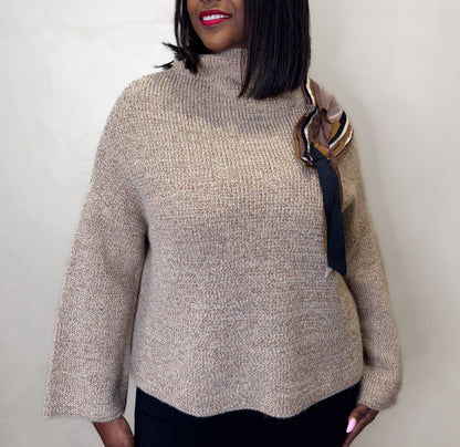 Bize Mesh Shoulder Sweater