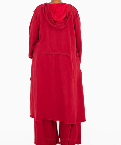 Bodil Hooded Pocket Top, Scarlet - Essential Elements Chicago