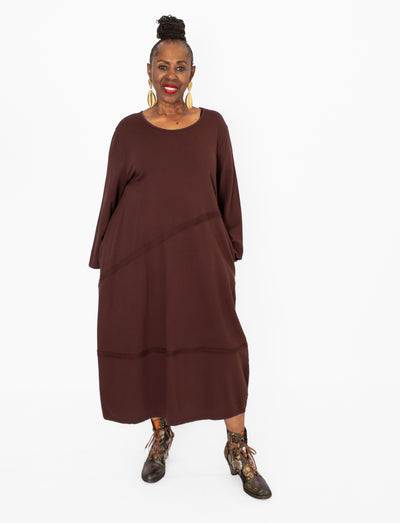 Cotton Lani ST718 Lantern Midi Dress - Essential Elements Chicago