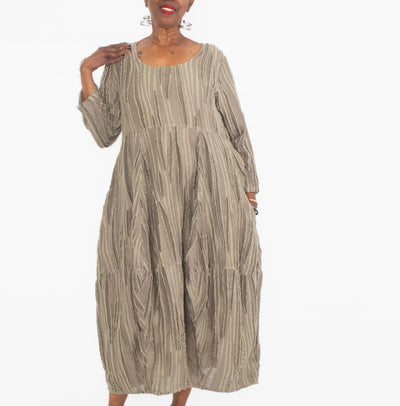 Grizas Fray Weave Dress, Stone - Essential Elements Chicago