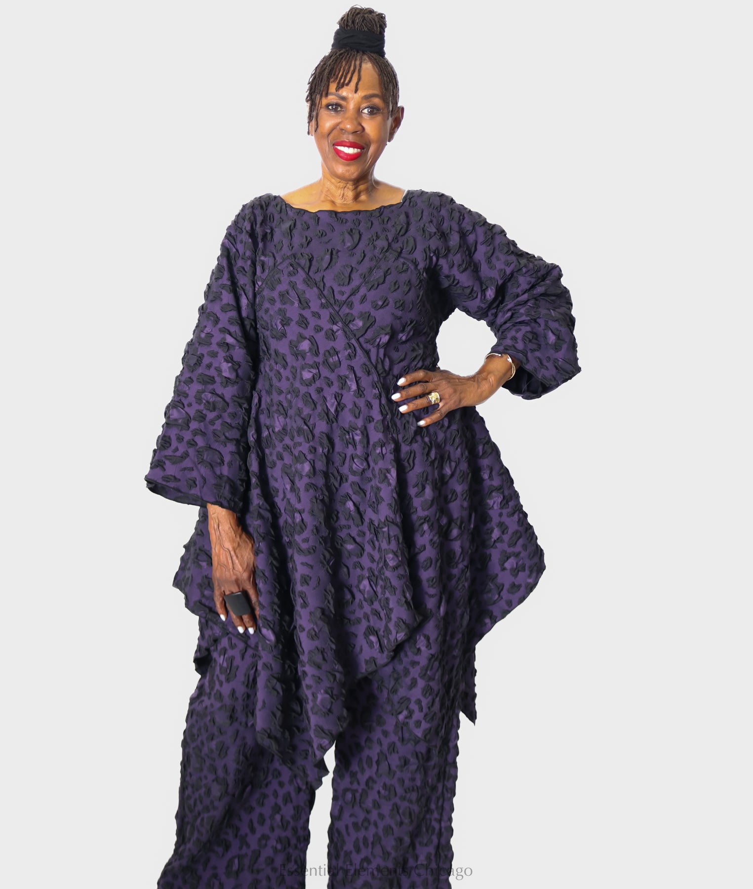 Heydari Flowy Textured Top - Purple