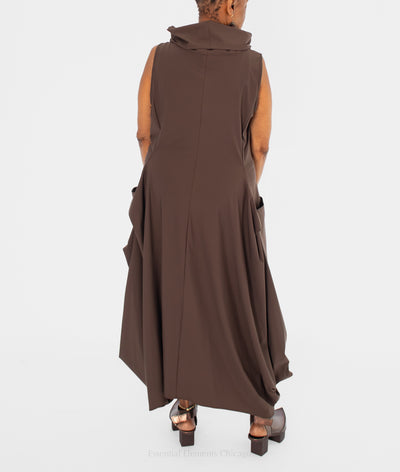 IC Collection Draped Dress, Brown