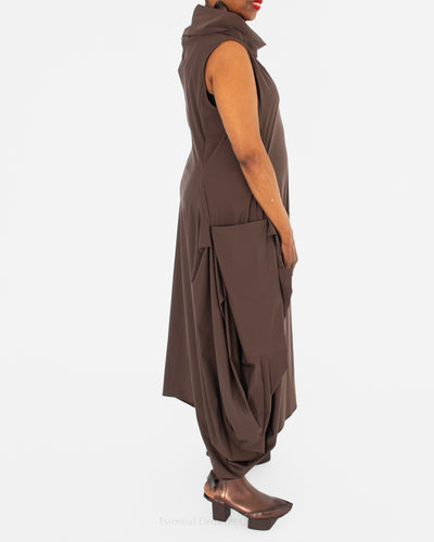 IC Collection Draped Dress, Brown