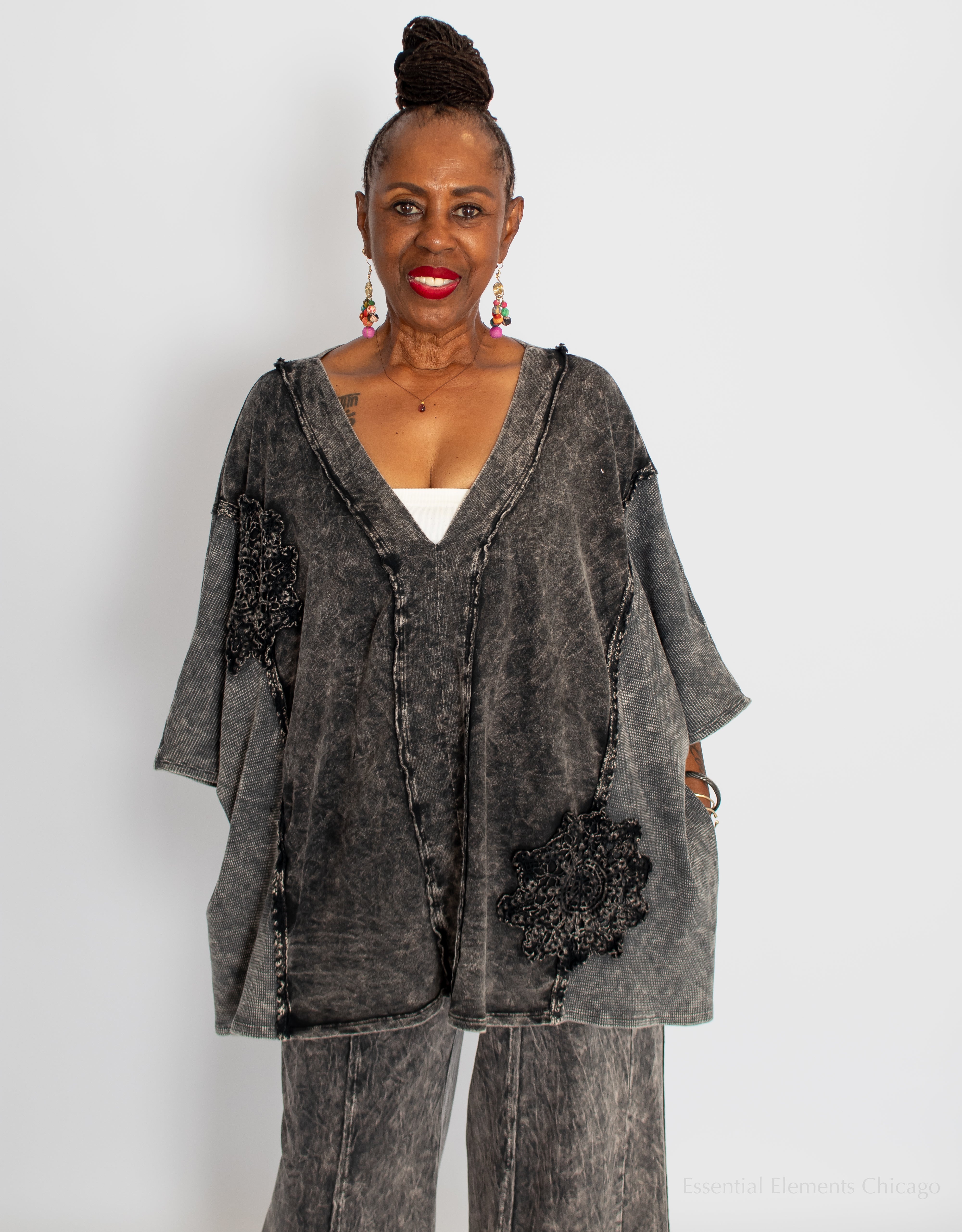 J Her Fade to Floral Set, Ash Black
