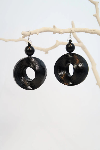 Jianhui Big Bamboo Earrings , Black - Essential Elements Chicago