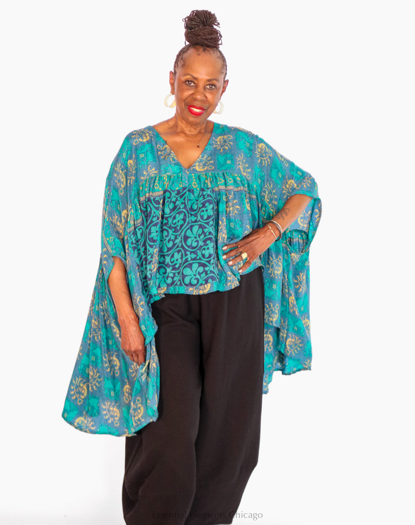 Kantha Bae Sari Gold Dust Crop Top