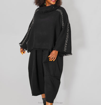 Kedem Sasson Fray Sweater, Black - Essential Elements Chicago
