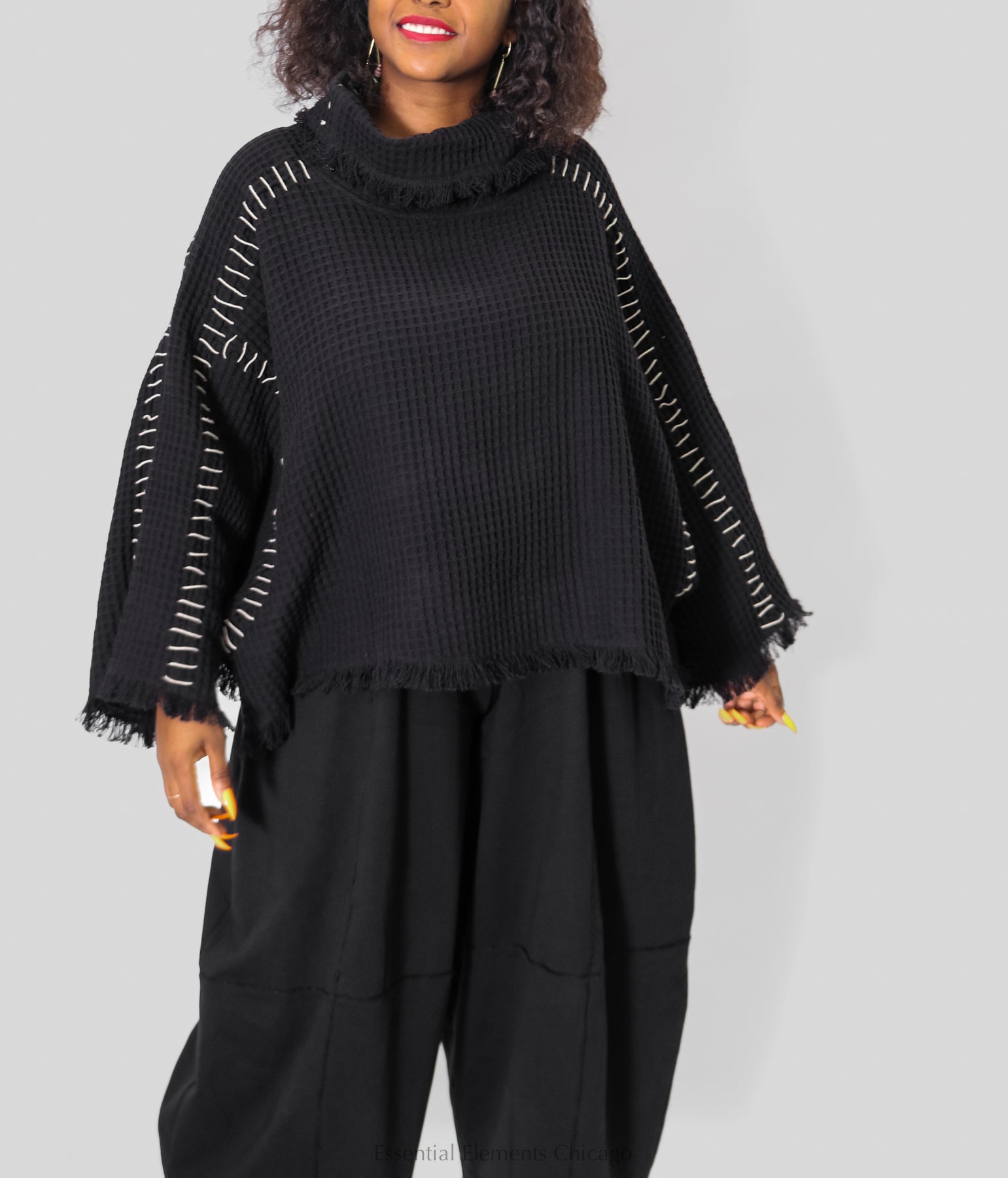 Kedem Sasson Fray Sweater, Black - Essential Elements Chicago