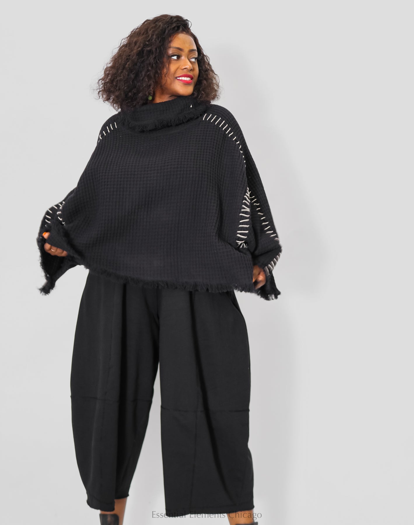 Kedem Sasson Fray Sweater, Black - Essential Elements Chicago