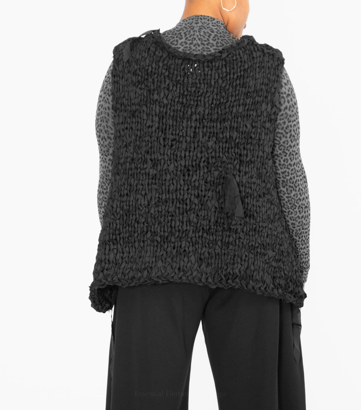 Kedziorek Handwoven Knit Vest, Black