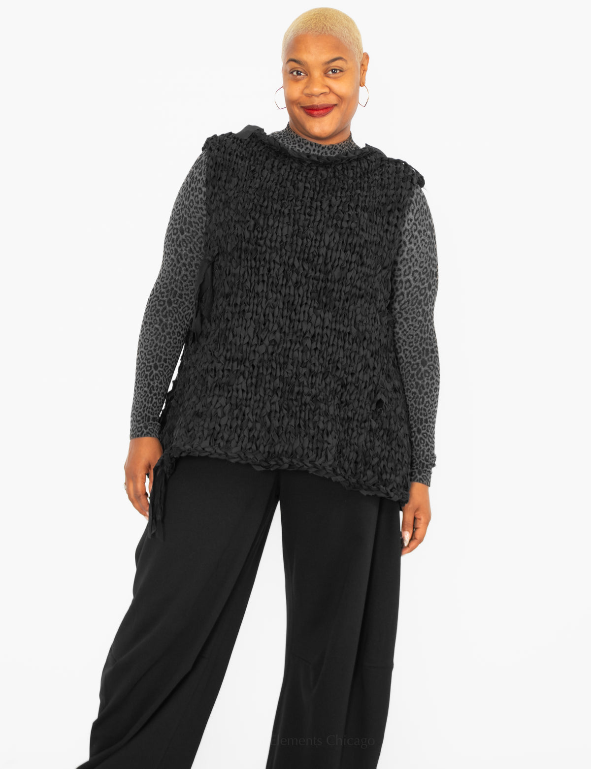 Kedziorek Handwoven Knit Vest, Black