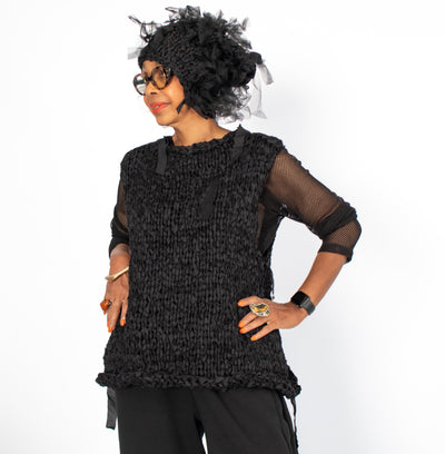 Kedziorek Handwoven Knit Vest, Black